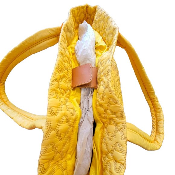 ORYANY Yellow Quilted Fabric Tote Handbag with Leather Accents DH554 - Picture 2 of 14